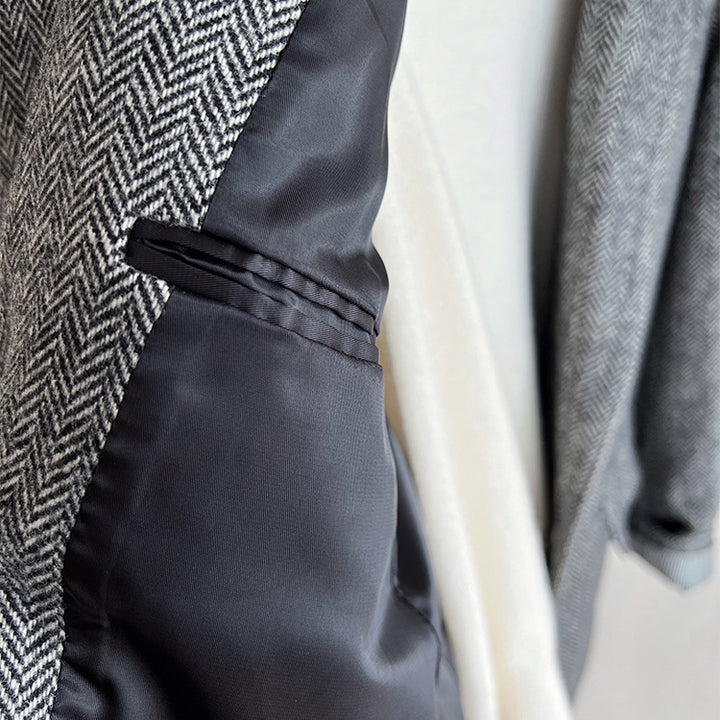 Women's Elegant Tweed Blazer Jacket Drune