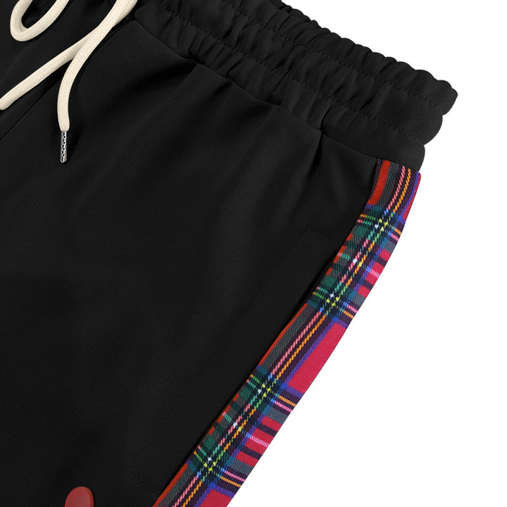 Men's loose jogging pants with side check stripe and snap button placket Mune Fashion
