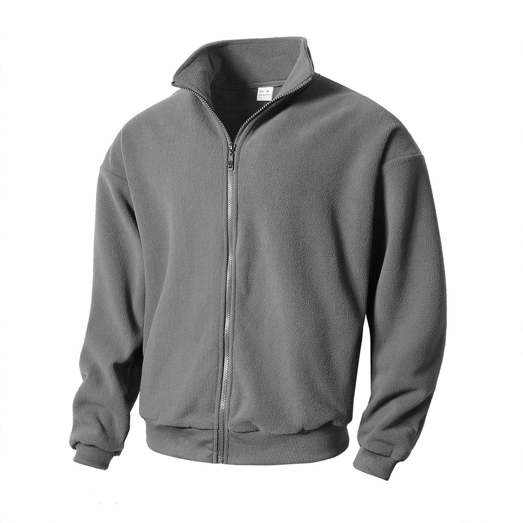 Men's Zip Fleece Jacket with Stand-Up Collar, Full-Length Zipper, and Ribbed Cuffs Mune Fashion