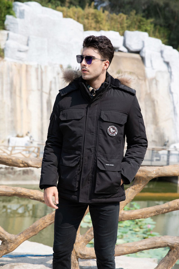 Men's insulated field parka with detachable faux fur collar and multiple pockets Mune Fashion