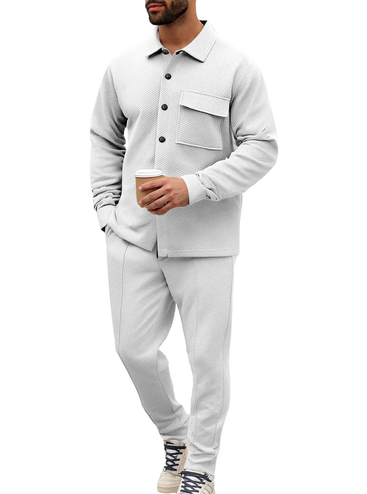 Men's Nan Shirt Jacket Set with Flap Pocket and Tapered Comfort Trousers Mune Fashion