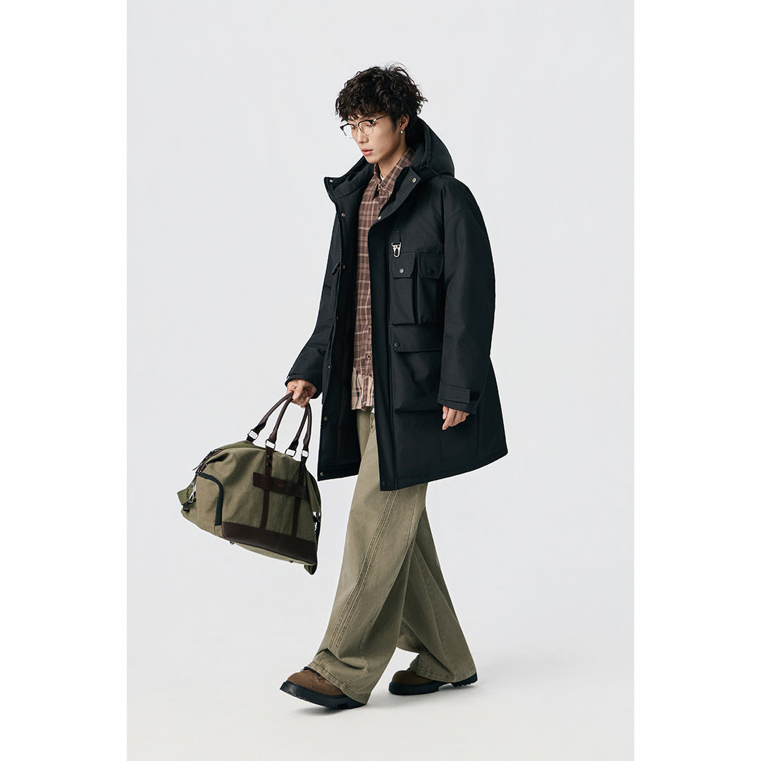Men's Water-Repellent Tech Parka with Multiple Pockets and Hood Mune Fashion