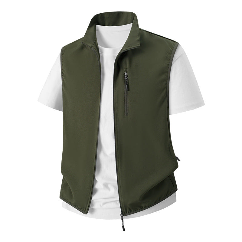 Men's Lightweight Softshell Utility Vest with Stand Collar, water-repellent outer layer and zip pockets Mune Fashion