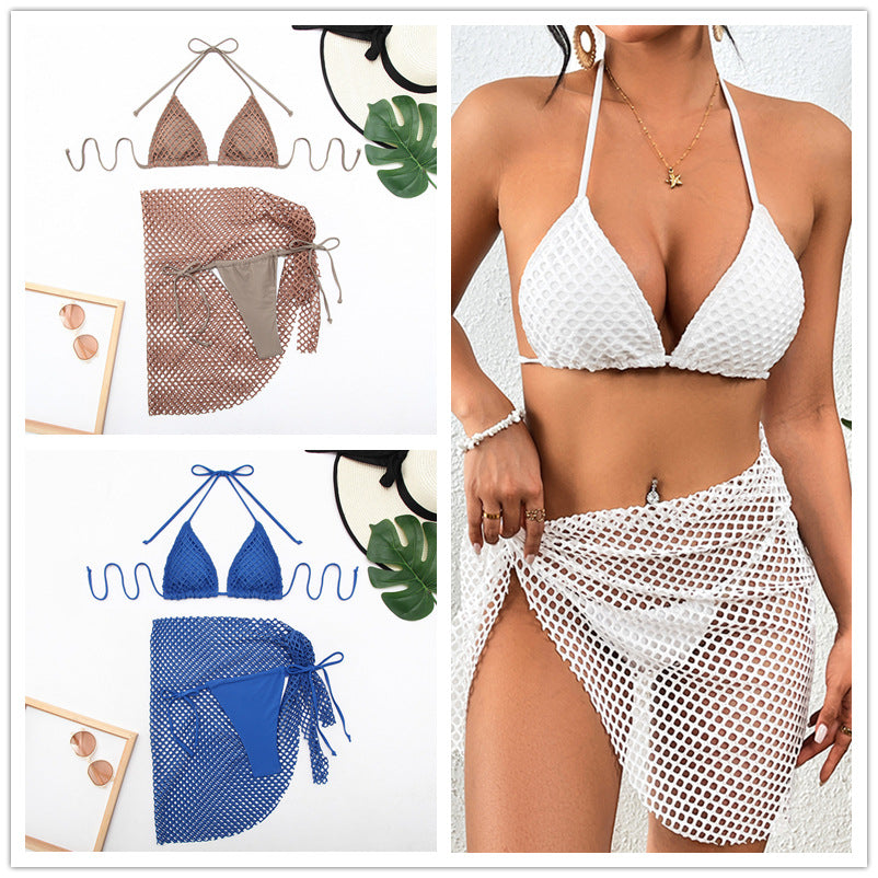 Women's Net Bikini Set with Wrap Skirt Mune Fashion