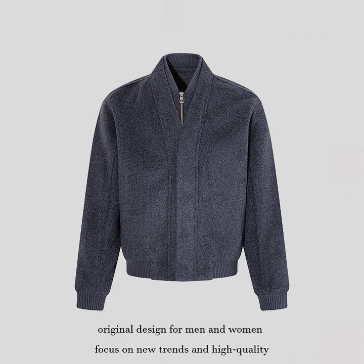 Women's short-cut bomber jacket with concealed zipper and ribbed cuffs Mune Fashion