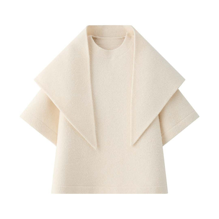 Women's Voluminous Hooded Coat made of Boucle Wool Mix with Draped Front Mune Fashion
