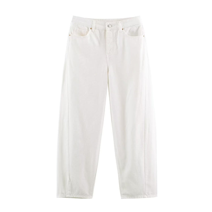 Women's high-waisted wide jeans with straight leg and cropped length Mune Fashion