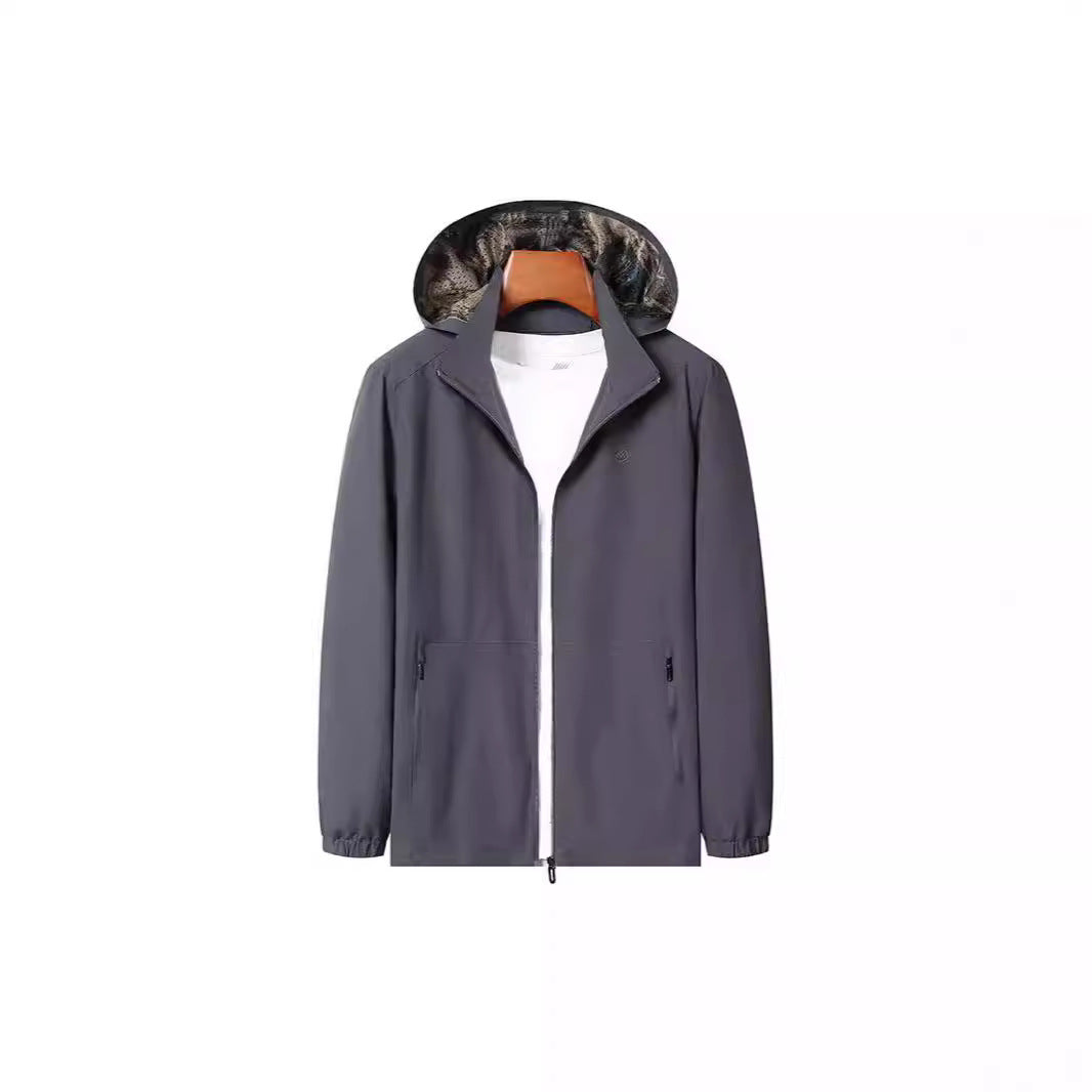 Men's Lightweight Hooded Shell Jacket with Water-Repellent Microfiber and Concealed Zipper Pockets Mune Fashion
