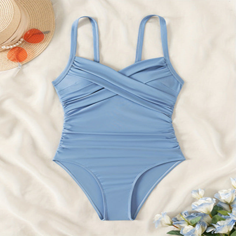 Women One-Piece Swimsuit with Elegant Wrap Design Mune Fashion