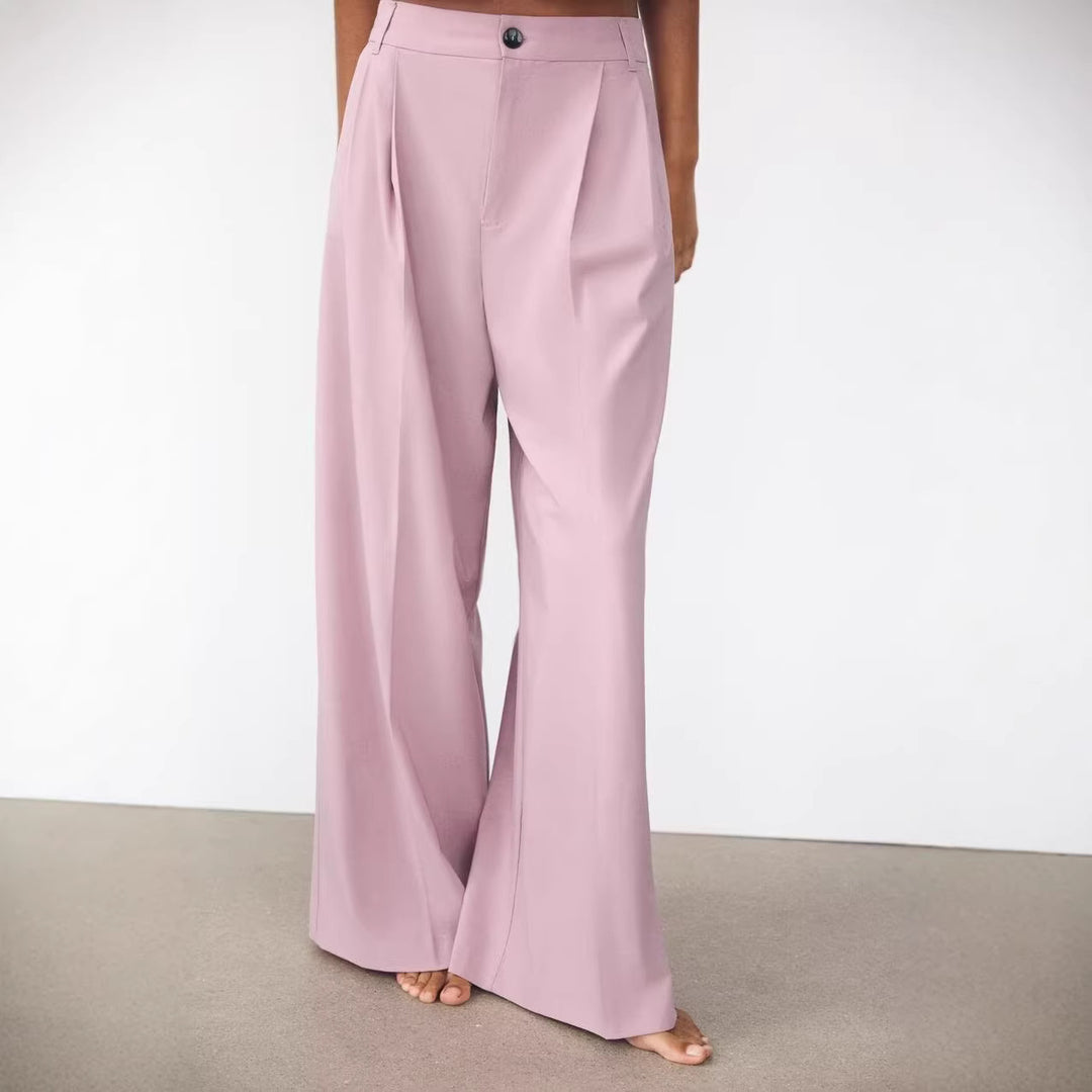 Women Wide High-Waist Pleated Trousers with Wide Leg Mune Fashion