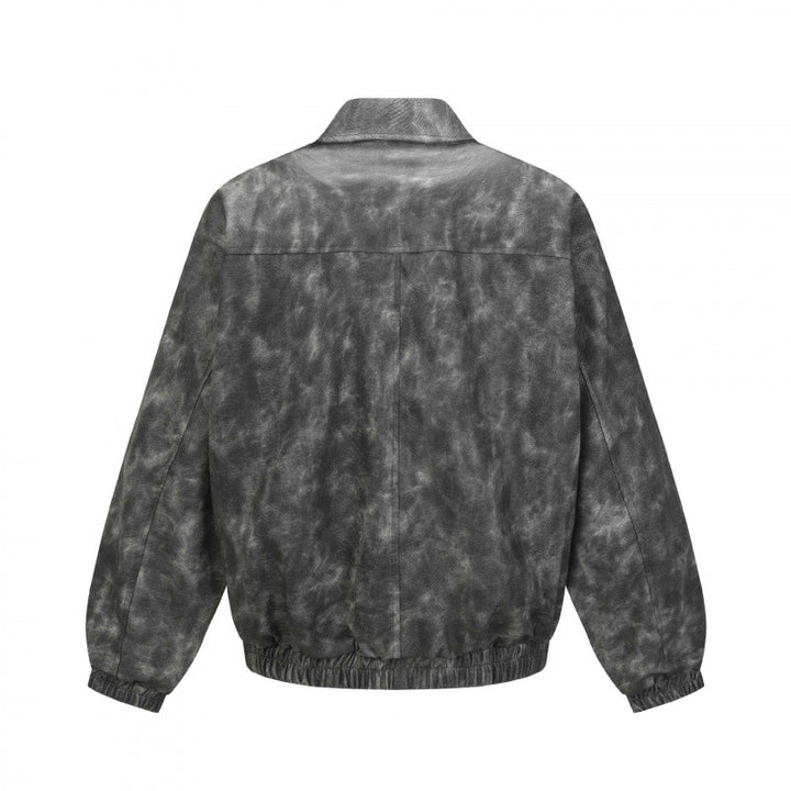 Men's Short Cut Suede-Look Bomber Jacket with Zipper and Elastic Hem Mune Fashion