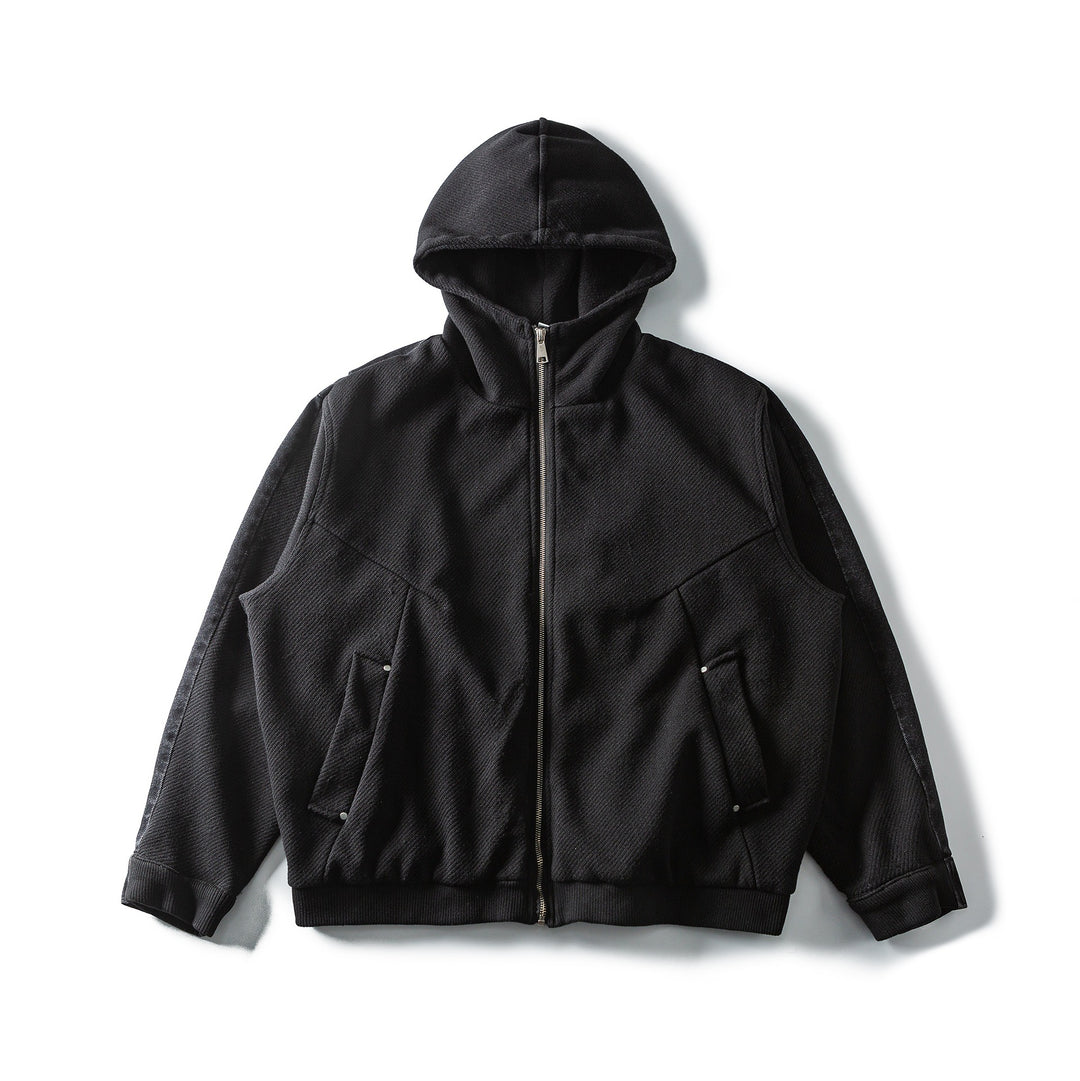 Unisex hooded jacket in boxy cut with full zipper and utility pockets Mune Fashion