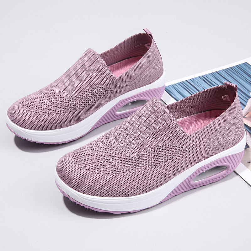Women's elastic knit slippers with ergonomic wedge sole and visible air cushion capsule Mune Fashion