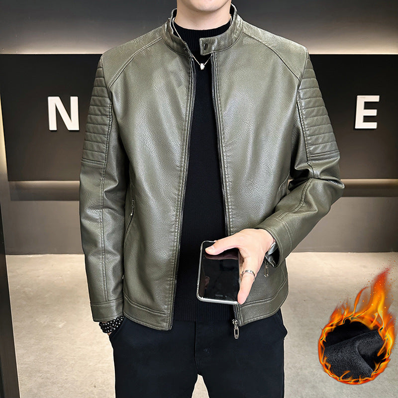 Men's Stylish Faux Leather Jacket with Quilted Details Mune Fashion
