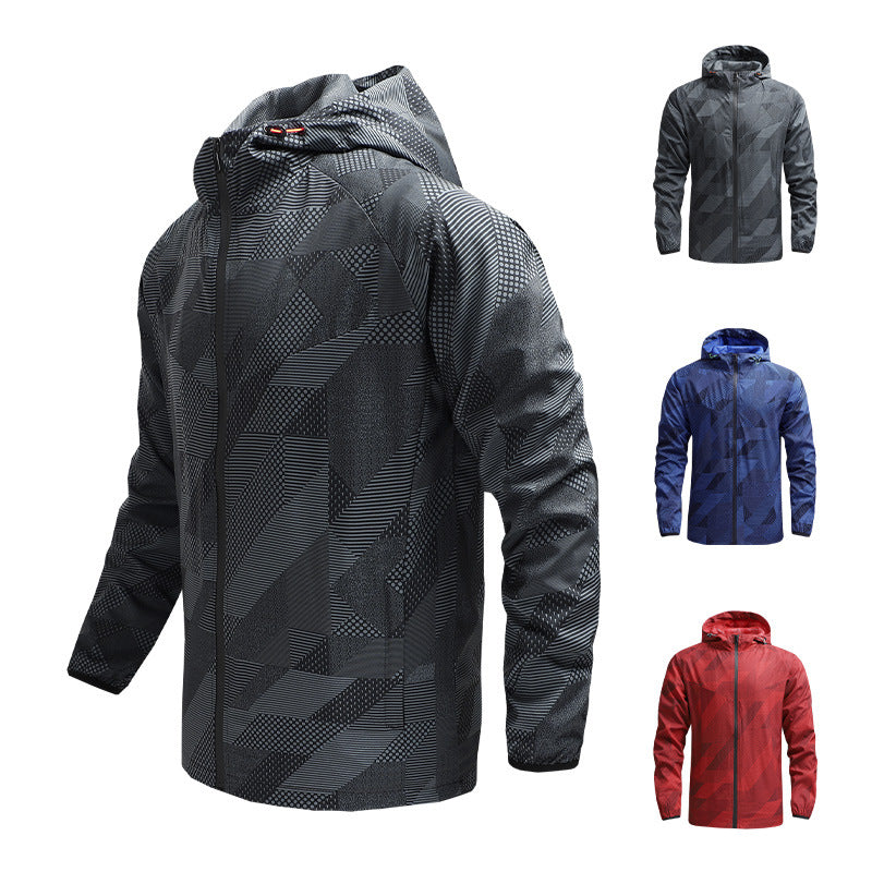Men's ultralight hooded training jacket with windproof surface and pack function Mune Fashion