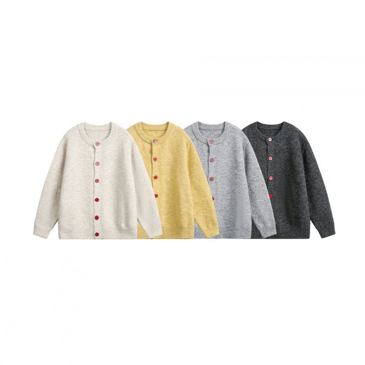 Women Buttoned Knitted Cardigan in Oversize Cut with Round Neck, Ribbed Cuffs and Contrast Buttons Mune Fashion