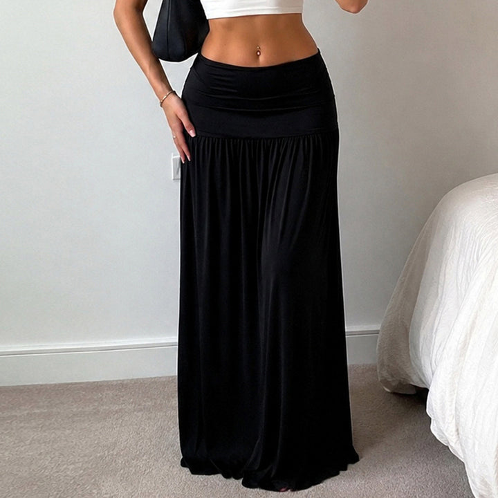 Women's Maxi Skirt with High Elastic Waist Mune Fashion