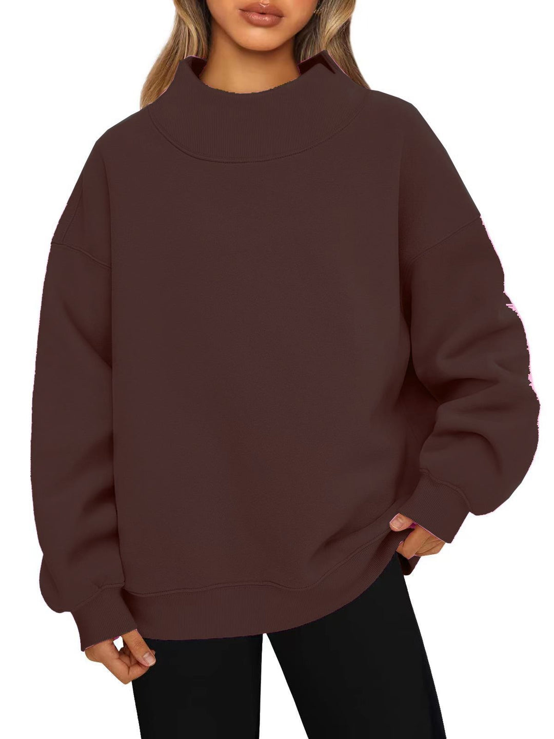 Women's oversized sweatshirt with high stand-up collar and dropped shoulder Mune Fashion