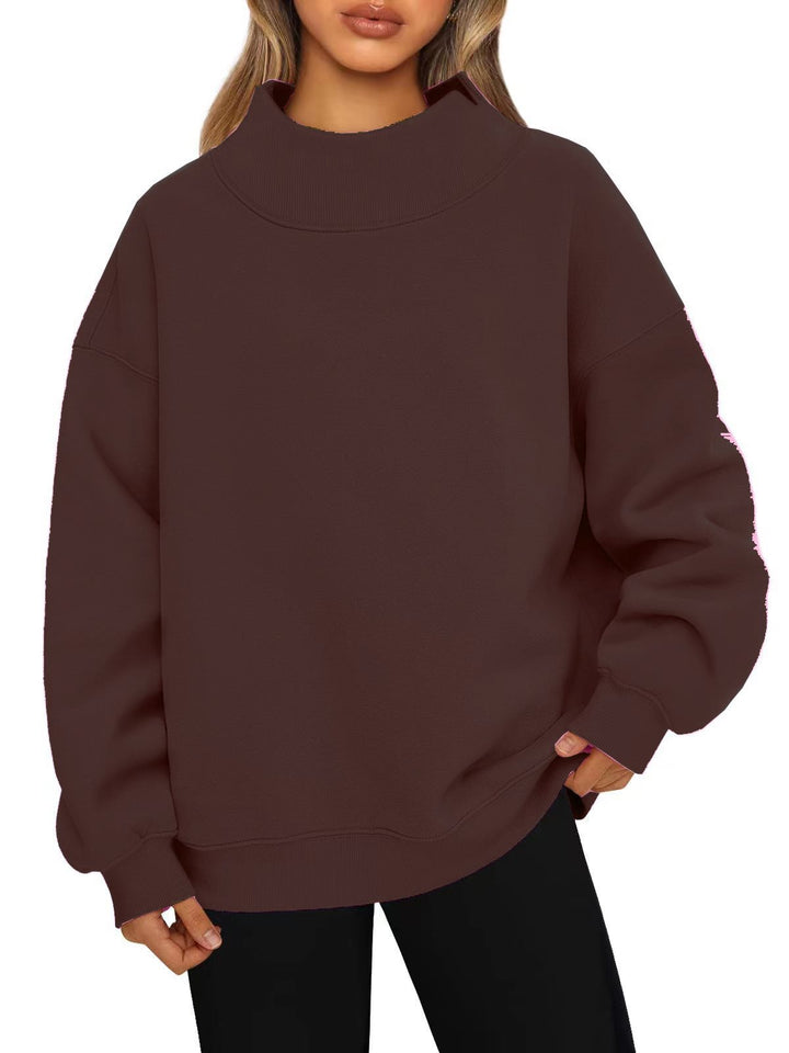 Women's oversized sweatshirt with high stand-up collar and dropped shoulder Mune Fashion