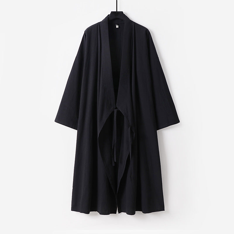 Unisex Longer Kimono Coat with Tie Belt, Loose Fit and Minimalist Silhouette Mune Fashion