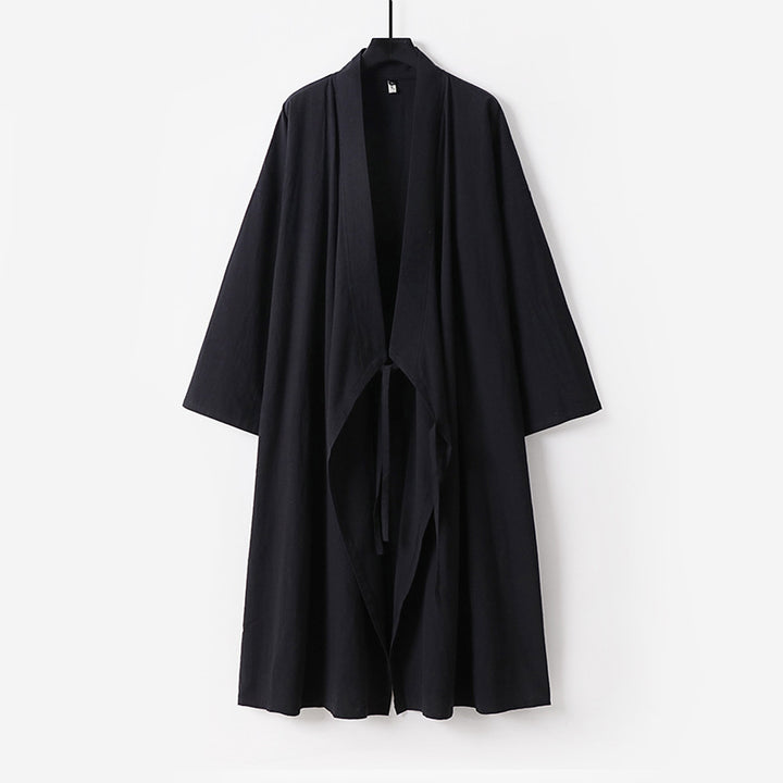 Unisex Longer Kimono Coat with Tie Belt, Loose Fit and Minimalist Silhouette Mune Fashion