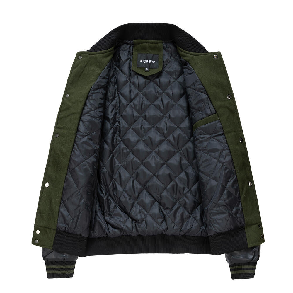 Men's stylish college jacket with leather sleeves Mune Fashion