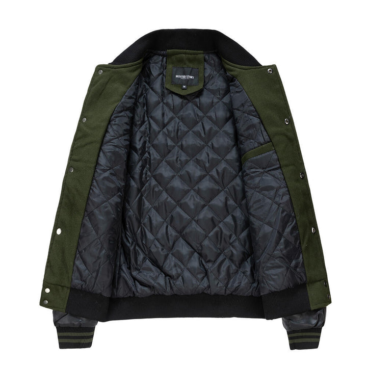 Men's stylish college jacket with leather sleeves Mune Fashion