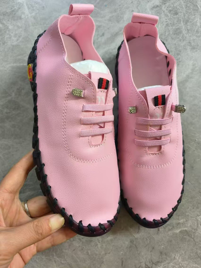 Women's lightweight, soft slip-on with hand-stitched rubber sole and elastic lacing Mune Fashion