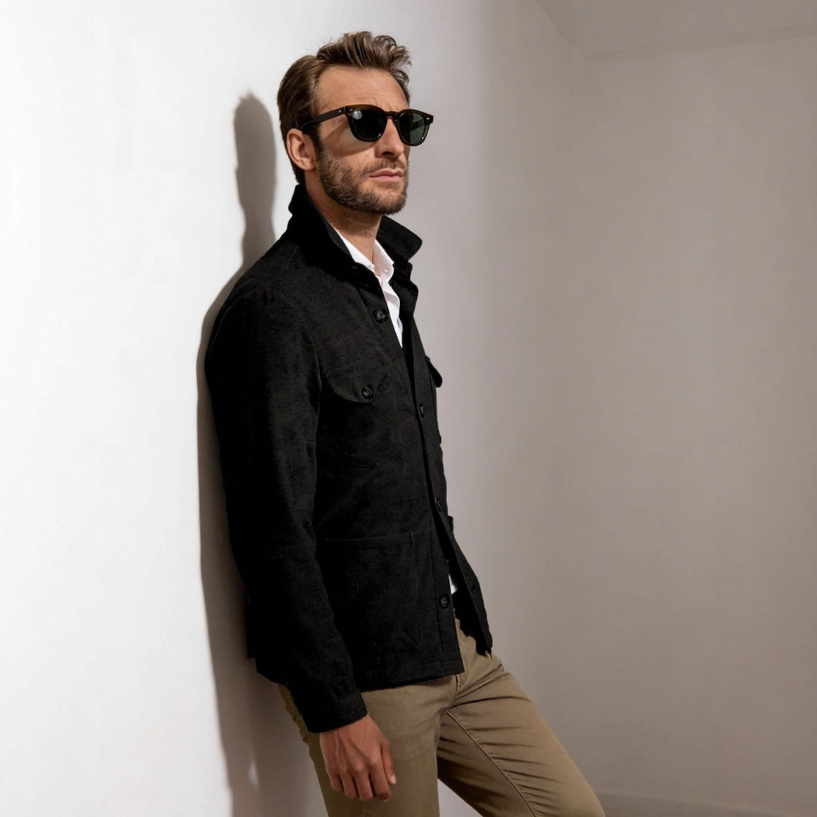 Men's Lightweight Field Jacket made of Cotton-Linen with Flap Pockets Mune Fashion