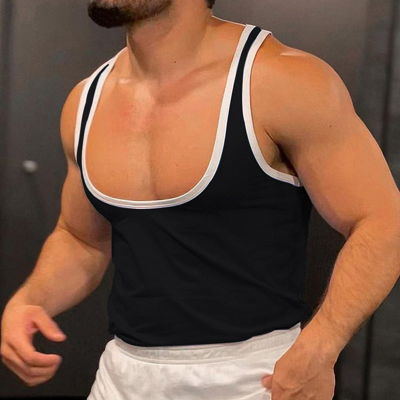 Men's sporty sleeveless muscle shirt with contrast trim Mune Fashion