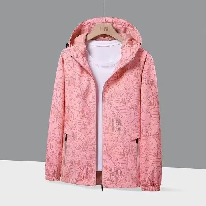 Women’s Breathable Hooded Jacket with Trendy Leaf Print Mune Fashion