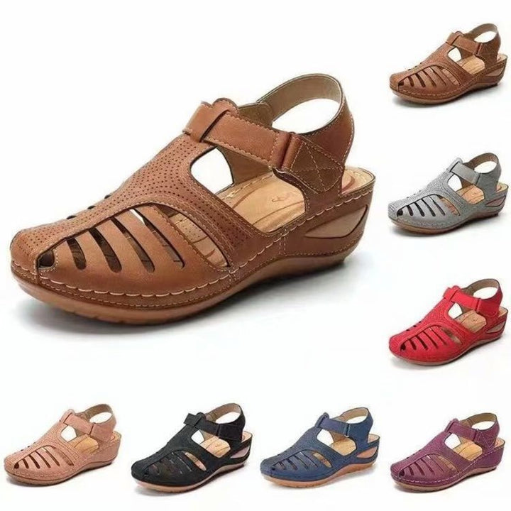 Ladies nan closed slingback sandals with perforated upper material, ergonomic comfort footbed and lightweight wedge heel Mune Fashion