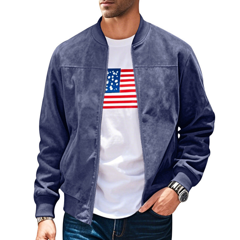 Men's lightweight bomber jacket made of microfiber with standing collar, elastic cuffs, and full-length zipper Mune Fashion