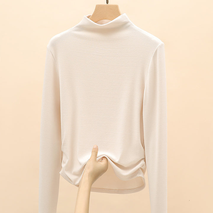 Women's Elegant Long Sleeve Top with High Collar Mune Fashion 1787620449