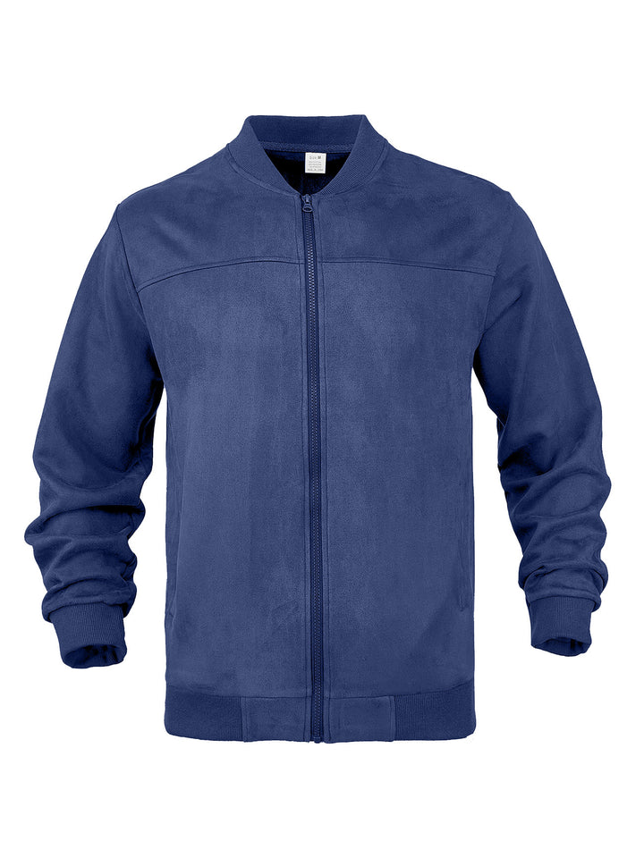 Men's suede bomber jacket with elastic ribbed cuffs Mune Fashion