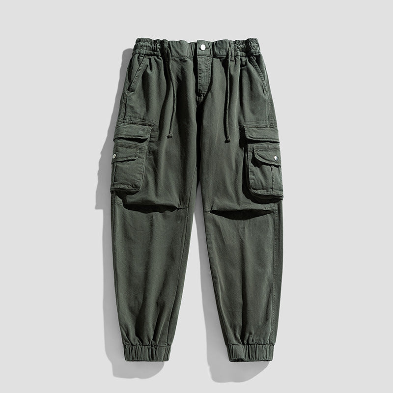 Men's Utility Cargo Jogger with Elastic Waistband, Drawstring and Multiple Pockets Drune
