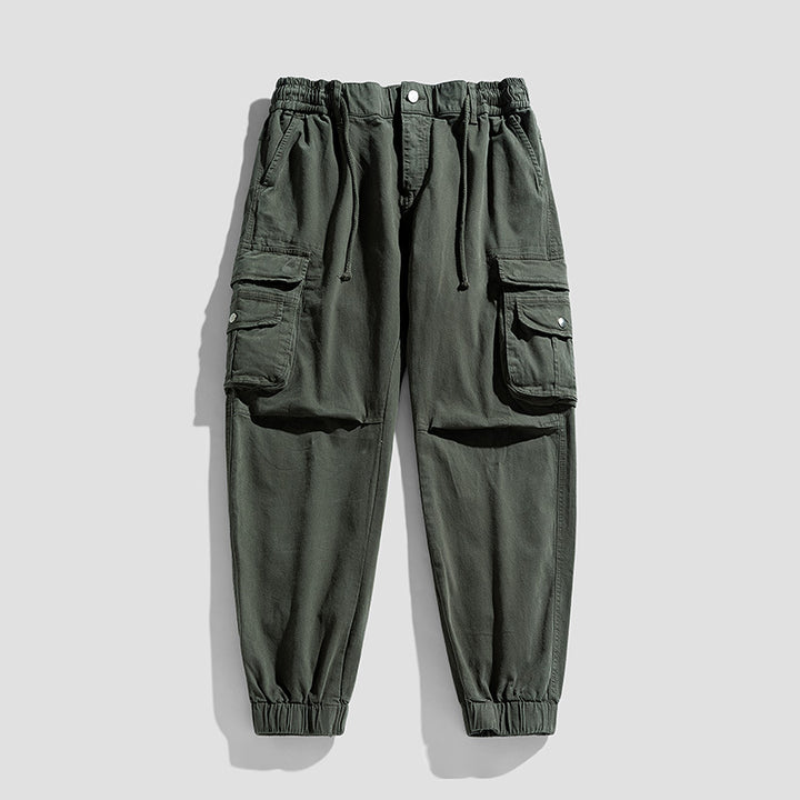 Men's Utility Cargo Jogger with Elastic Waistband, Drawstring and Multiple Pockets Drune