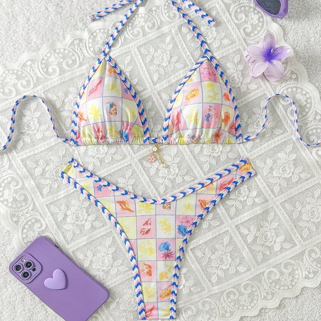 Women's triangle bikini with playful checkered pattern Mune Fashion