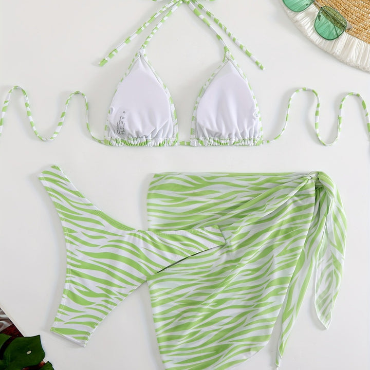 Women's Triangle Bikini Set with fashionable wrap tunic Mune Fashion