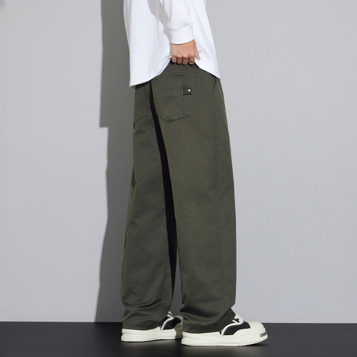 Men's Wide Relaxed-Fit Fabric Trousers with Drawstring & Crease Mune Fashion