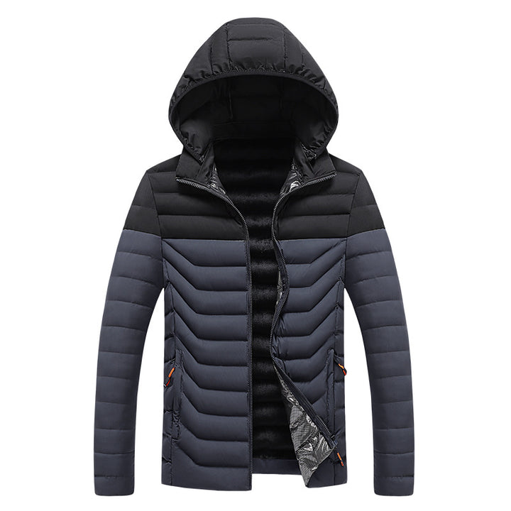 Men's ultra-light quilted hooded jacket with chevron quilting, windproof outer layer and thermal lining Mune Fashion