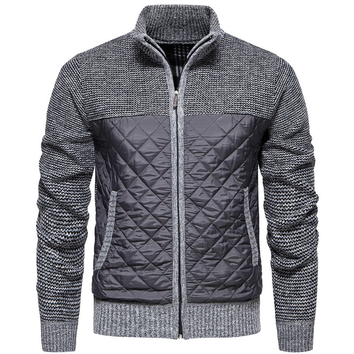 Men Quilted Hybrid Cardigan with Stand-Up Collar and Full Zip Mune Fashion