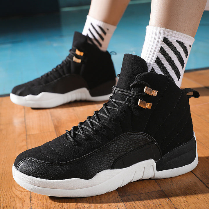Men's High-Top Basketball Sneaker with Padded Ankle Collar and Non-Slip Rubber Sole Mune Fashion