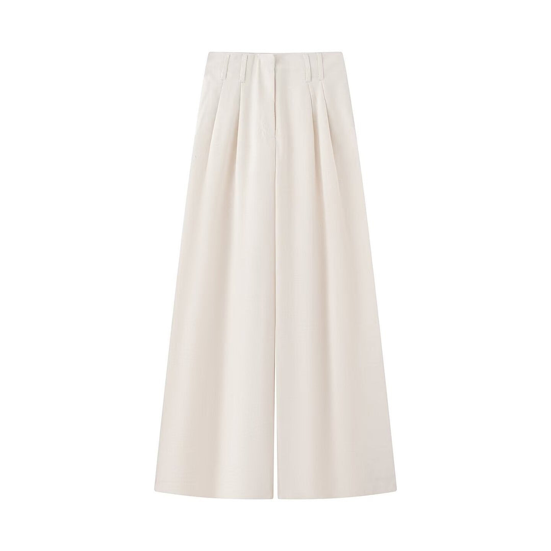 Women Two-piece ensemble consisting of fitted blouse with tie and high-waisted palazzo pants Mune Fashion