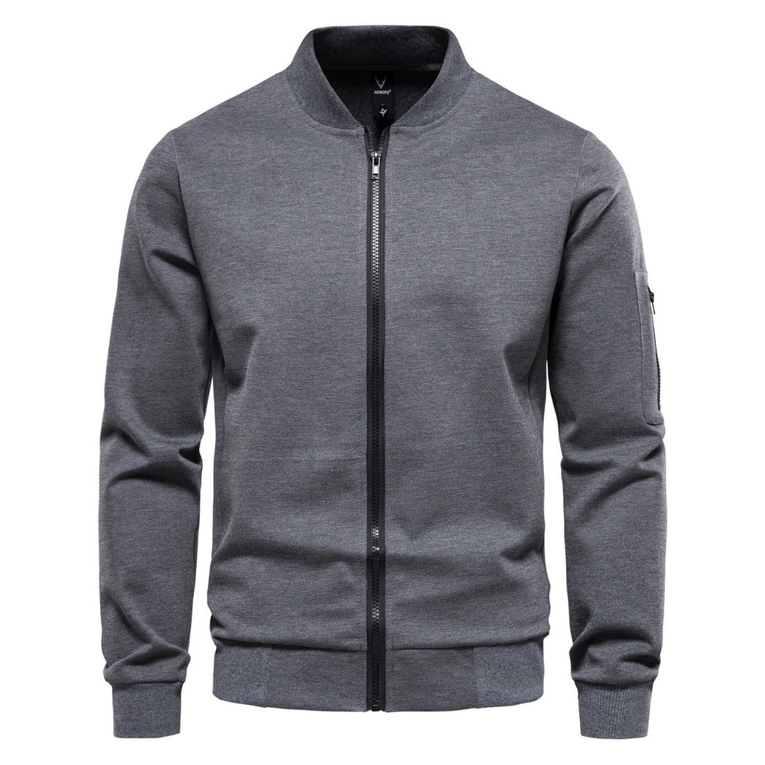 Men's Slim Bomber Jacket with Full Zip, Arm Pocket and Ribbed Cuffs Mune Fashion