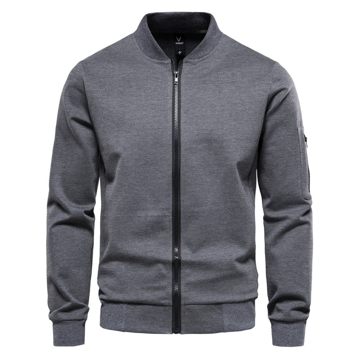Men's Slim Bomber Jacket with Full Zip, Arm Pocket and Ribbed Cuffs Mune Fashion