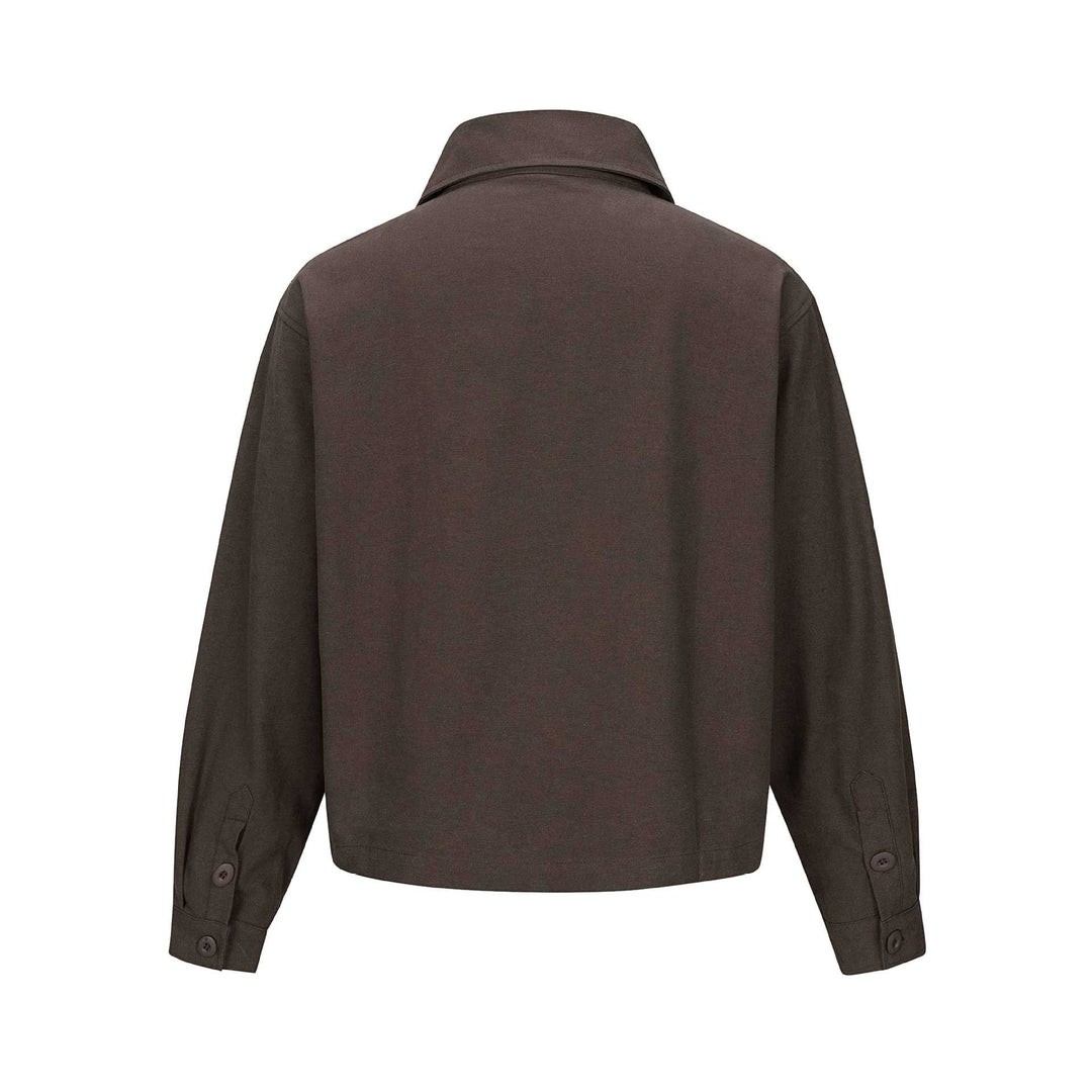 Unisex Short Cut Boxy Shirt Jacket with Continuous Button Placket and Flap Pocket Mune Fashion