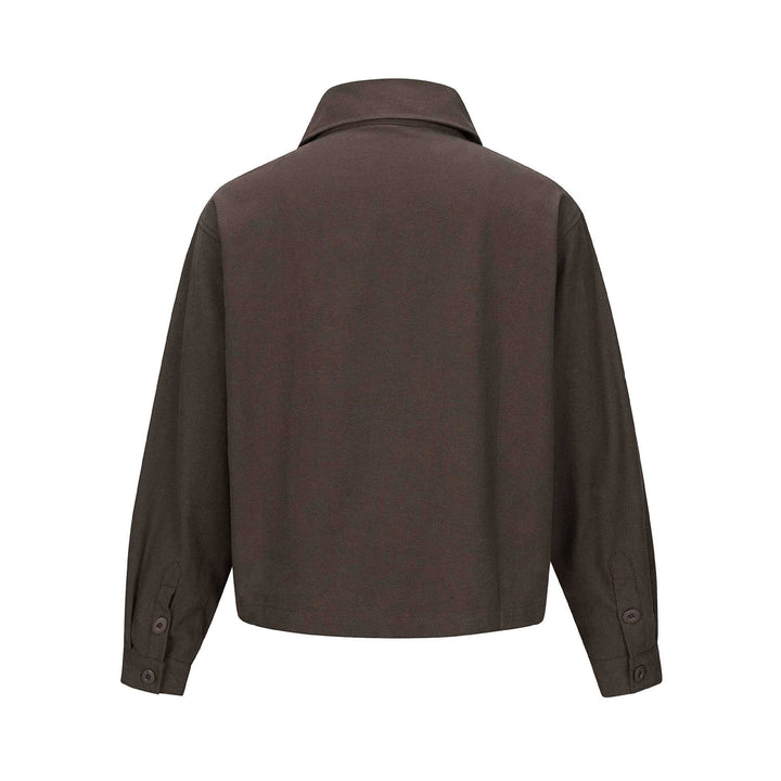 Unisex Short Cut Boxy Shirt Jacket with Continuous Button Placket and Flap Pocket Mune Fashion