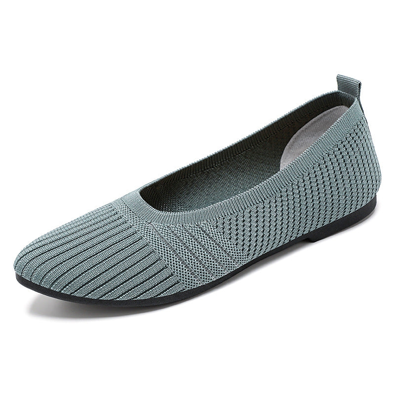 Women's knitted ballerina slip-on with sock-like shaft, memory comfort insole, and flexible non-slip outsole Mune Fashion