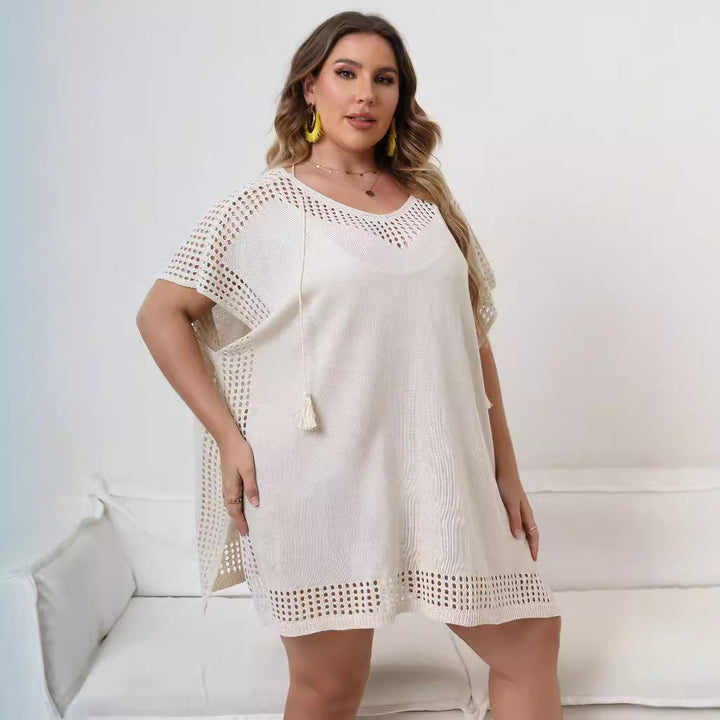 Women airy beach sarong with decorative crochet accents Mune Fashion